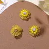 Estilo Hada Dulce Diamante de Bola Núcleo de Flor Pequeña Flores con Cuentas de Cristal Flores de Cristal para Manualidades Pendientes Versátiles para la Calle Pendientes Anillo Accesorios