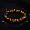 Personalización Venta Caliente Transfronteriza Pulsera de Cuentas Ojo de Tigre Amarillo de Vidrio Cuentas Redondas de 8 mm Hecha a Mano Ajustable En Stock Pulsera de Mano