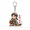 Llavero acrílico cultural y creativo rojo para la festividad del 1 de agosto, colgante de figura militar de dibujos animados, regalo souvenir para mochila