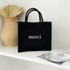 Bolsa de Lona Estilo Coreano com Logotipo Estampado, Bolsa de Ombro para Aula de Estudante, Bolsa de Mão de Grande Capacidade, Bolsa de Compras Simples para Roupas de Trabalho