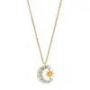 Collar Colgante de Diamante Estrella y Luna de Lujo Moda Transfronteriza Cadena para Clavícula de Mujer con Estrella y Luna Ropa de Mujer para Vacaciones