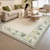 Alfombra de sala de estar pastoral estilo francés, alfombra de noche con encaje floral vintage para dormitorio, alfombra grande antideslizante para mesa de café en casa
