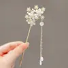 Pasador de Flor con Borla Estilo Antiguo para Mujer, de Alta Gama y Elegante, Versátil Pasador Hanfu, Pasador para Moño en la Parte Trasera de la Cabeza