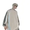 Comercio Exterior Retro Americano Primavera/Otoño 2026 Nueva Marca de Tendencia Peso Pesado Tres Rayas Holgada Casual Sudadera sin Capucha para Hombre