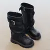 Botas de Cuero Forradas de Felpa para Niñas 2026 Nuevas Botas Martin de Invierno para Niños Estilo Británico Botas Caídas Suela Gruesa Antideslizante Botas de Media Caña