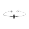 S2123 Estilo Palacio Retro Viejo Plata de Ley S925 Diamante Cruz Pulsera para Mujer Abierta Moderna Pulsera Negra