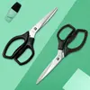 Tijeras de Oficina para Cortar Papel Acero Inoxidable Hecho a Mano Negras Grandes, Medianas y Pequeñas Tijeras Estudiantiles de Papelería Portátiles Multifunción