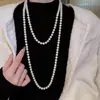 Colar Longo Versátil Shijia Pearl Mom Chain de Alta Qualidade para Mulheres Moderno e Elegante Corrente de Suéter Outono Inverno Pingente de Roupa