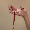 Collar de Flor de Perla Estilo Francés, Diseño de Nicho, Gargantilla con Cuentas Rojas Ancora, Lujo Ligero de Nicho