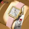 Relojes de Moda Europeos y Americanos Ofns para Mujer, Relojes de Moda Cuadrados Impermeables de Venta Caliente Transfronteriza, Relojes de Cuarzo Escolares de Aleación de Cuero