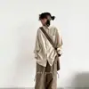 Camisa Retrô Japonesa Básica de Nicho Manga Longa Outono Cityboy para Homens e Mulheres, Jaqueta Camisa Casual Solta