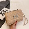 Bolso cuadrado pequeño con cadena distintiva de estilo coreano, nuevo bolso cruzado de hombro retro, informal, sencillo y distintivo de otoño 2024