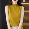 Top de Tricô sem Mangas com Gola Alta e Corte Slim para Mulheres - Outono 2025 - Camada Base Suéter