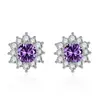 Pendientes de Girasol con Circonita de Venta Caliente en Transmisión en Vivo de Influencer Transfronterizo para Mujer, Pendientes de Copo de Nieve con Diamantes Completos de Moda y Gama Alta para Mujer
