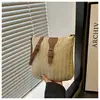 Bolsa de Mão de Palha Trançada Ins Coreana Verão Nova Casual Férias Feminina Cesta de Vegetais Bolsa de Ombro Cor Contrastante Bolsa Transversal