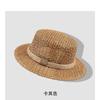 Sombrero de Paja de Copa Plana Tejido a Mano Retro Francés para Mujer 2025 Verano Nuevo Sombrero de Paja para Viaje Protección Solar Sombrero para el Sol