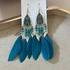 Pendientes de plumas de hada estilo étnico, estilo bohemio festivo, con gancho para la oreja, nuevos pendientes de cuentas chinas de alta gama para mujer.