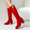 Botas Altas de Gamuza para Mujer Tallas 34-43, Tallas Grandes Transfronterizas, Suela de Goma, Antideslizantes, Cremallera Lateral, Botas Versátiles para Mujer