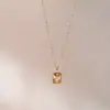 Pedra de Nascimento de Dezembro Pingente de Pedra de Nascimento Pingente Quadrado Colar Gota D'água Banhado a Cobre Ouro Verdadeiro 18k Acessórios de Corrente para Clavícula