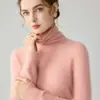 Suéter de Tricô com Gola Alta e Borda Enrolada para Mulheres, Nova Moda Primavera e Outono 2025 Camada Interna, Suéter de Tricô Feminino Outono e Inverno