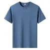 Comércio Exterior Transfronteiriço Camiseta Lisa de Manga Curta Masculina e Feminina Gola Redonda Branca Lisa Edição Leve Camisa Publicitária Camisa Cultural Roupa de Trabalho Verde Militar