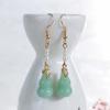 Pendientes de Buena Calidad, Clips para Orejas de Calabaza de Aventurina, Pendientes de Perla, Elegantes y Lujosos, Estilo Chino, Accesorios para Hanfu, Cheongsam, Como de Hada