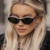 Óculos de Sol Oval Olho de Gato Europeus e Americanos Armação Pequena Feminino Personalizado Traço Celebridade da Internet Rosto Liso Emagrecimento Fashionável All-match Óculos de Sol