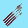 Raspador de Pintura al Óleo Transfronterizo Mango Rojo Redondo Madera Acero Inoxidable Juego de 5 Piezas Espátula Texturizadora Cuchillo para Pintura Raspador Acrílico