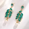 Brincos de Luxo Vintage para Mulheres Europeus e Americanos Elegantes Brincos Pendentes Moda Brincos com Franja de Folha de Oliveira Joias para Jantar