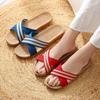 Pantufas de Linho 2025 Femininas Verão Casa Interior Barraca Pantufas de Casal Chão Silencioso Confortável Absorvente de Suor Pantufas Masculinas