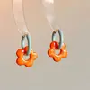 Brinco de Flor Colorida Dopamina com Gota Esmaltada Primavera e Verão Doce Fofo Alto Valor de Cor Design de Nicho Brinco Elegante Versátil