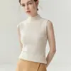 Suéter de Cachemira para Mujer Bai Cai Rong Otoño/Invierno 2026, Sin Mangas, Cuello Semi Alto, Diseño Versátil, Tejido de Lana