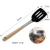Mango de Haya Set de 3 Piezas de Utensilios de Cocina de Silicona Espátula de Silicona para el Hogar Colador con Mango de Madera de Acero Inoxidable Rascador de Crema para Hornear