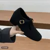 Sapatos Peludos Cinzas Femininos de 7cm com Aumento Interno de Altura e Salto Externo Grosso, Mocassins Mary Jane Pretos de Salto Alto com Forro de Pelúcia, Mk
