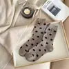 Calcetines de Lunares para Mujer de Media Pantorrilla Otoño e Invierno Engrosados Forrados de Felpa Calientes de Rizo con Puntos Estilo Japonés Medias de Invierno