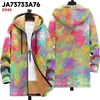 Chaqueta de Estilo Nuevo con Elementos de Patrón Multicolor Cremallera con Capucha Cárdigan Grueso de Invierno Forro Polar de Algodón Abrigo con Forro Amarillo
