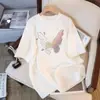 Camiseta Feminina de Algodão Puro Estilo Coreano Verão Estampa de Borboleta Manga Curta 2026 Nova Solta Versátil Casual Meia Manga