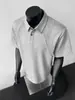2025 Nuevo Suéter de Punto Holgado de Manga Corta con Cuello Polo para Hombre y Mujer Ropa Interior de Punto de Manga Media Ropa Exterior Casual Hombro Derecho