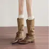 Botas Retro de Puntiagudas Plisadas Apiladas para Mujer, Nuevas Botas Largas por Encima de la Rodilla 2026 con Tacones Gruesos, Botas de Jinete Adelgazantes