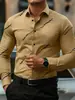 Camisa xadrez masculina nova europeia e americana da Amazon para venda internacional, camisa masculina de manga comprida com elasticidade em quatro direções