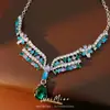 Set de Pendientes y Collar de Flor con Incrustaciones de Diamantes Vintage, Exquisita y Elegante Cadena para la Clavícula, Set de Joyería de Lujo Ligero de Nicho para Mujeres