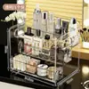 Caja de almacenamiento cosmético para tocador de escritorio, estante multicapa de acrílico transparente para perfume, lápiz labial y productos para el cuidado de la piel