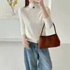 Suéter de Punto para Mujer Cuello Medio Alto Andy Terciopelo Otoño/Invierno Corte Ajustado Suéter Suave y Pegajoso Capa Base Cuello Alto Elegante