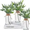 Jarrón Pequeño de Cuerda de Cáñamo Hecho a Mano Igual que el de Amazon, Jarrón de Vidrio para Flores Retro, Jarrón Pequeño Transparente Decoración de Escritorio