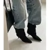 Botas de Tacón Alto de Piel de Vaca de Moda Negras de 6 cm Nuevo Estilo Otoño e Invierno 2026 Punta Fina Tacón de Aguja Botas Plegadas Apiladas Botas de Moda