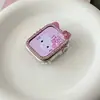 Adecuado para Apple Watch S10 Funda de Reloj Gato Kt Incrustada de Diamantes S9 Media Cubierta Funda Protectora de Diamantes para Apple Watch S8/S7