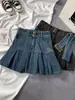 Falda corta plisada de mezclilla para mujer, nueva de primavera y verano, de cintura alta, con caída, línea A, falda corta con caída, falda casual con caída
