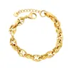 Pulsera Popular Transfronteriza de Acero Inoxidable, Estilo Ins Cadena Gruesa Metálica Europea y Americana Pulsera Chapada en Oro de 18K Joyería, Venta Directa del Fabricante
