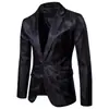 Comercio Exterior Primavera y Otoño Estilo Corte Masculino Traje con Patrón Oscuro de Anacardo Moda Chaqueta de Traje para Hombre de Botón Único Ajuste Delgado