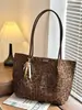 Bolsa Casual Transfronteiriça de Grande Capacidade Feminina Chegada Nova Outono 2026 Bolsa de Ombro Único Popular Estampa de Leopardo Bolsa Tote Saco